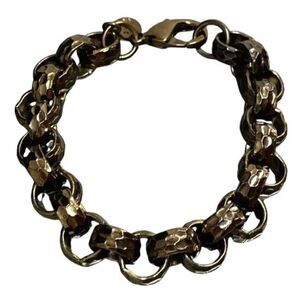 Vintage EP Erwin Pearl Hammered Chunky Rolo Chain Link Bracelet Unisex